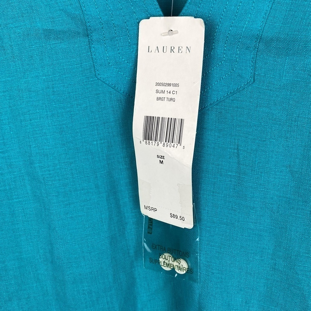 Ralph Lauren 💯 Linen Blue Tunic W/ Changeable Sleeve Length- Size Med - Picture 2 of 7